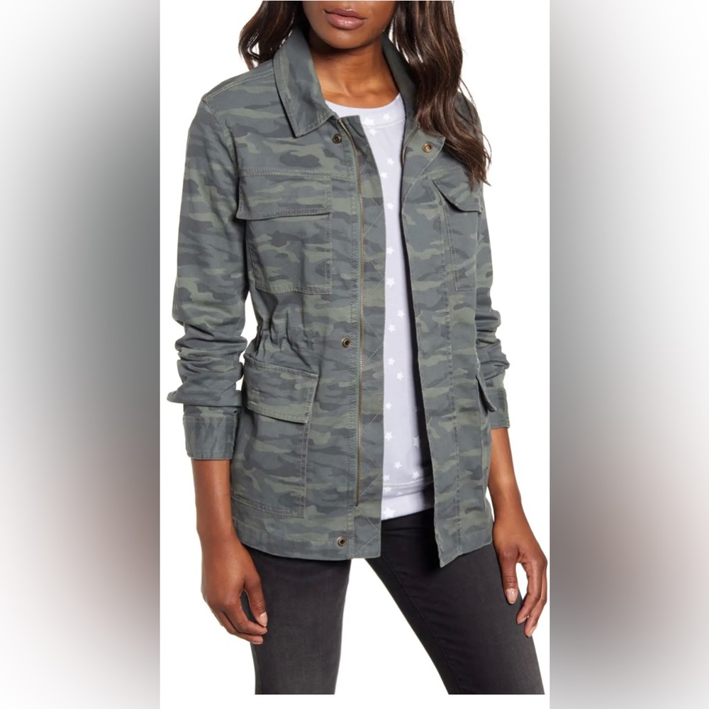Caslon Women's Metallic Stitch Utility Jacket